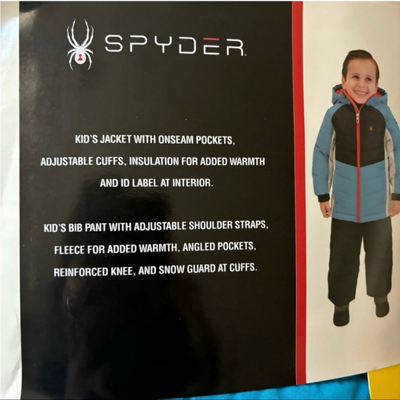 NEW SPYDER 2 PIECE SNOWSUIT JACKET WITH MATCHING BIB PANTS SIZE 6 BOYS BLUE - Picture 6 of 14